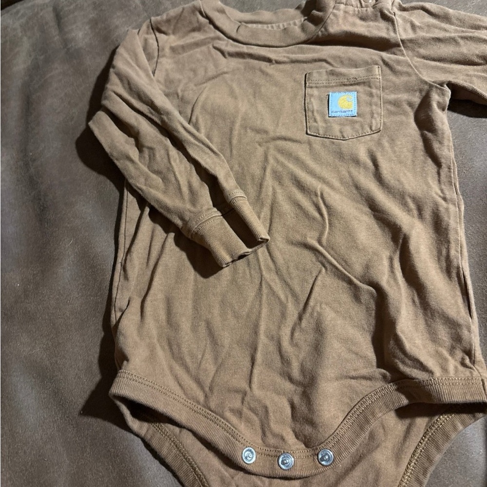 Carhartt Tan Long Sleeve Baby Bodysuit